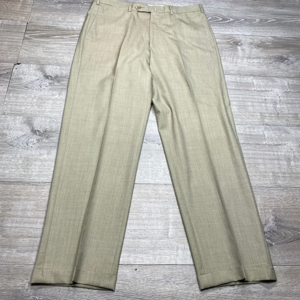 Ermenegildo Zegna Dress Pants Mens 36 Tan Wool Flat Front Luxury Business